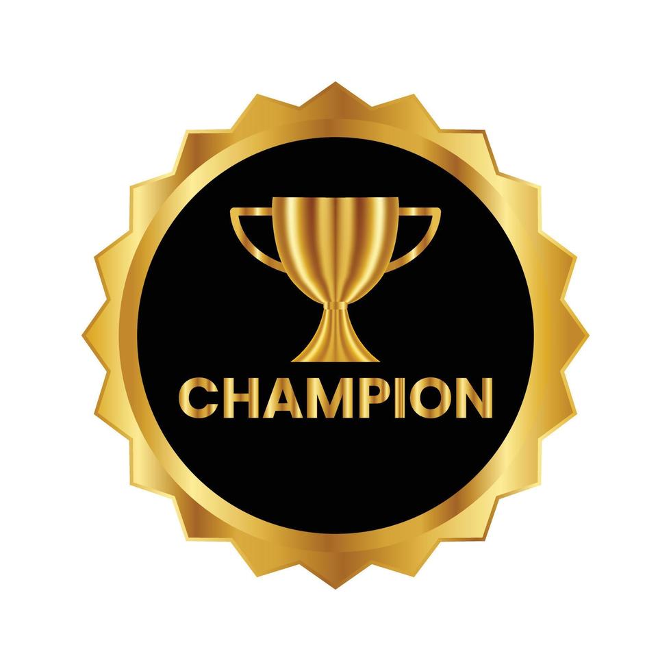 Champion Gold Trophy Badge Seal Label Stamp Symbol Of Victory Success Championship Winner Trophy Vector